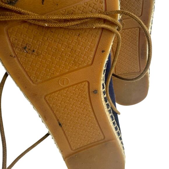 Tory Burch Sonoma Gillie Espadrille Navy‎ Blue Canvas Lace Up Flats Size US 7 - Picture 12 of 14